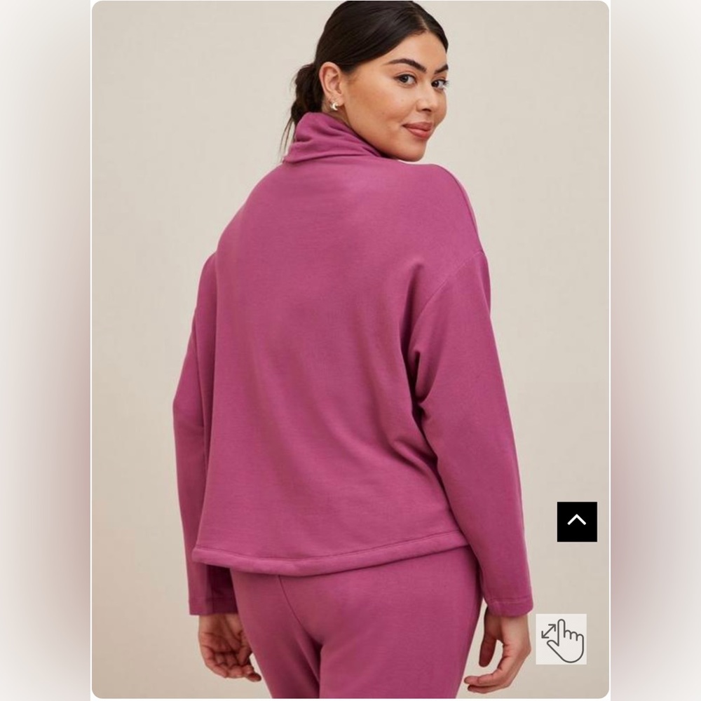 TORRID Dream Fleece Cowl Neck Lounge Sweatshirt in Violet Quartz Size 0 | Large - Picture 3 of 12